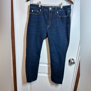 Vineyard Vines Women's Dark Wash High Rise Skinny Jeans - Size 29 Raw Hem